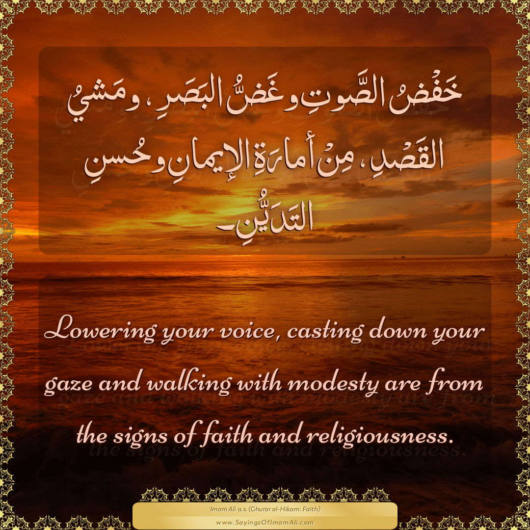 Lowering your voice, casting down your gaze and walking with modesty are...